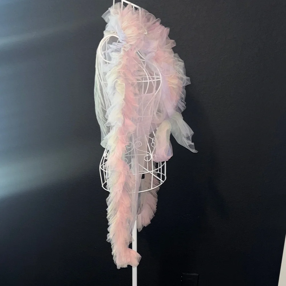 Pastel Pink Tulle Ruffle Wrap - Picture 6 of 8